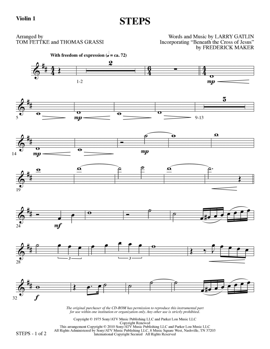 Steps - Violin 1 Choir scores gallery preview page 1