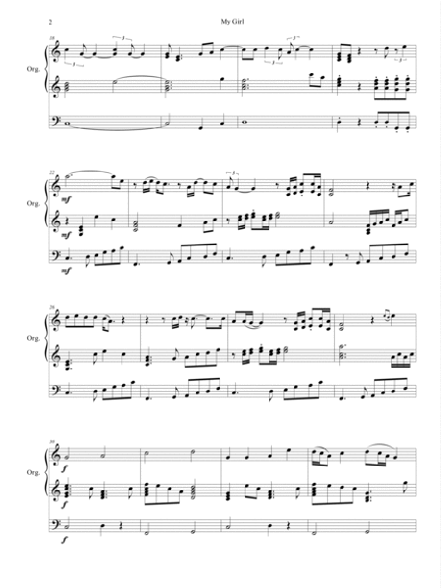 My Girl Organ Solo scores gallery preview page 3