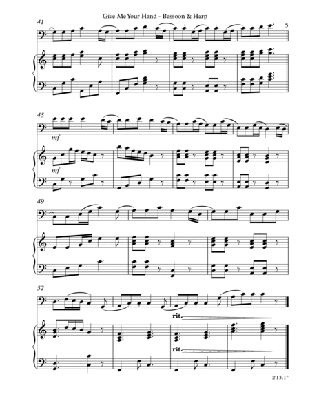 Give Me Your Hand, Duet for Bassoon & Harp Bassoon - Digital Sheet Music