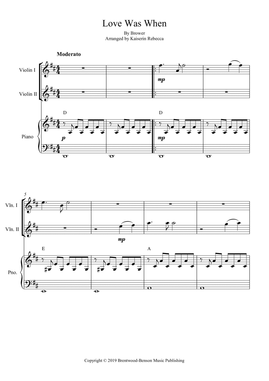 Love Was When Love Was When String Duet scores gallery preview page 1