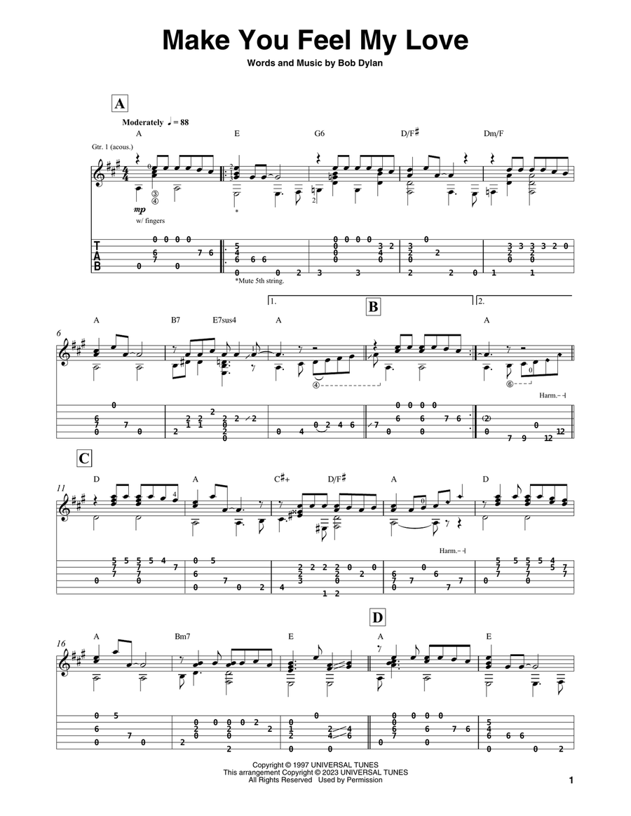 Make You Feel My Love Acoustic Guitar scores gallery preview page 1
