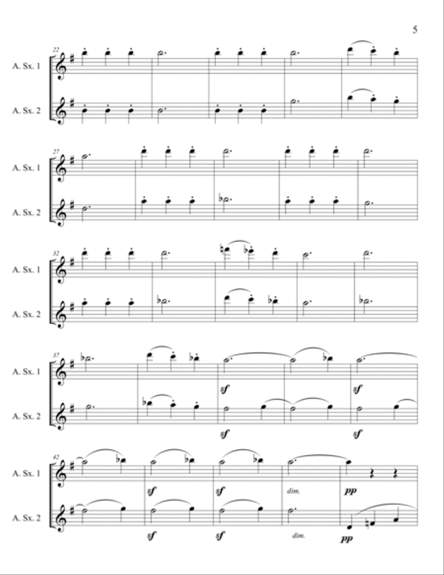 The Beethoven Duets For Saxophone Scherzo No. 5 Woodwind Quartet scores gallery preview page 5