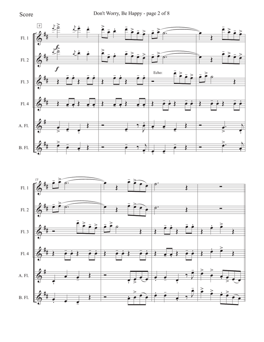 Don't Worry, Be Happy Woodwind Quintet scores gallery preview page 2
