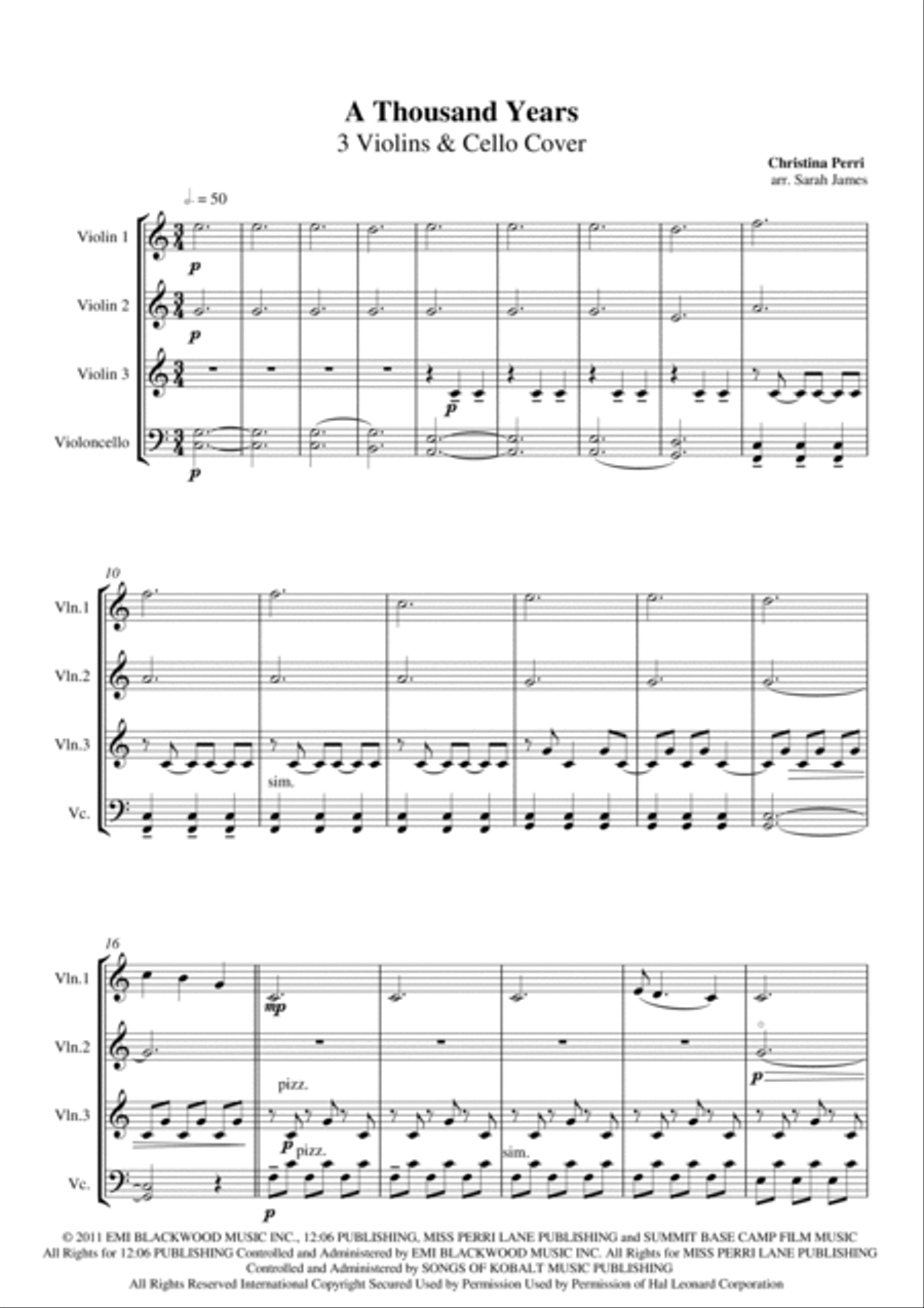A Thousand Years String Quartet scores gallery preview page 2