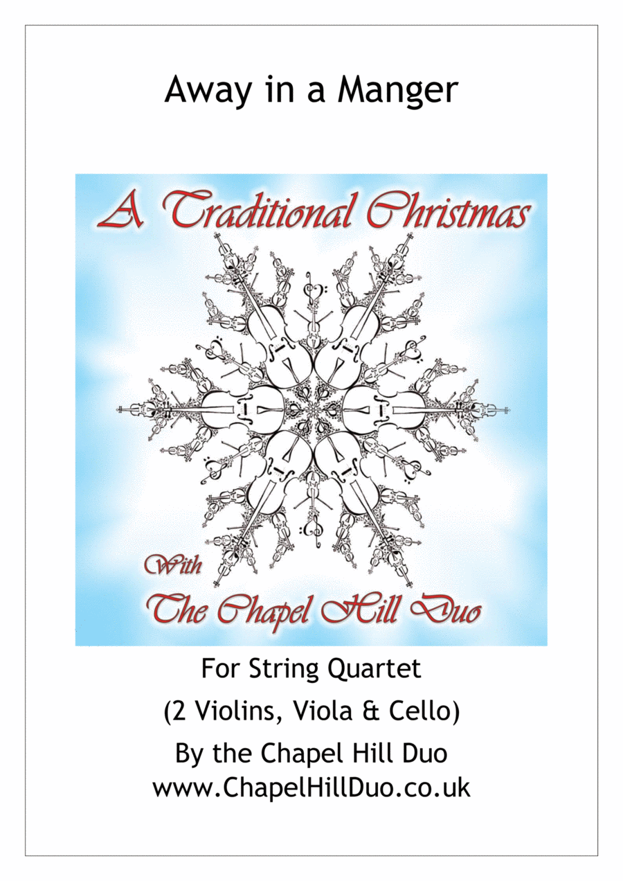 Away in a Manger for String Quartet - Full Length Carol Arrangement by the Chapel Hill Duo String Quartet scores gallery preview page 1