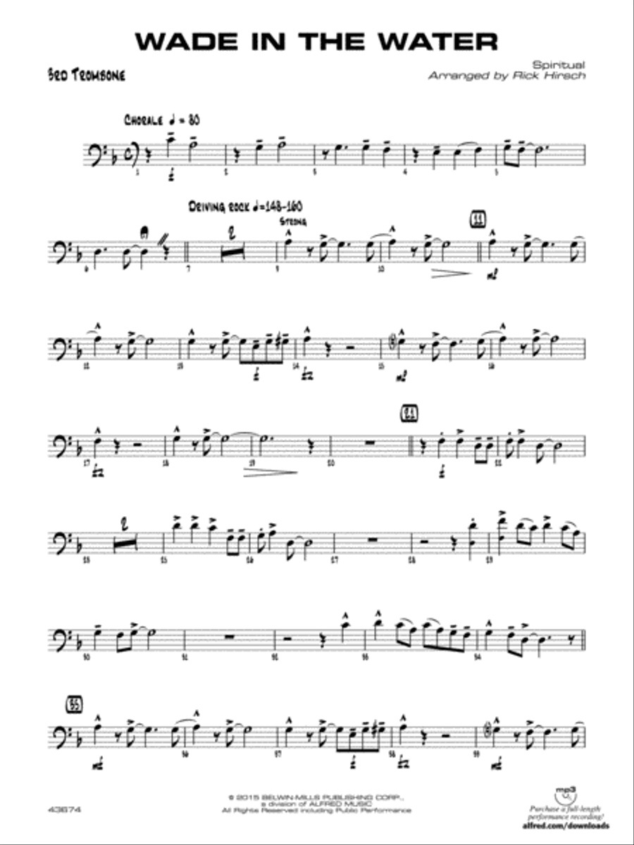 Wade in the Water: 3rd Trombone Jazz Ensemble scores gallery preview page 1