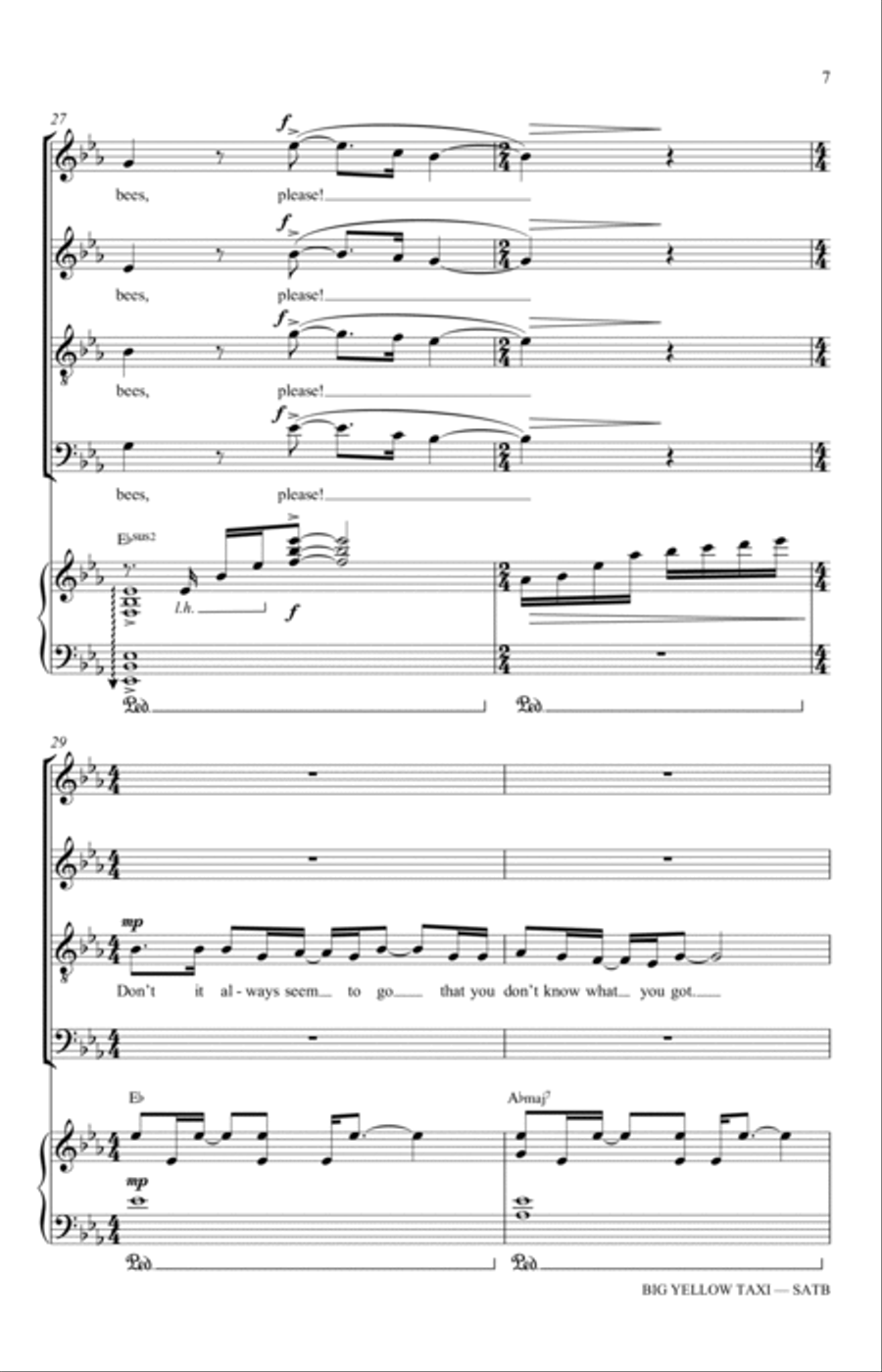 Big Yellow Taxi (arr. Adam and Matt Podd) 4-Part scores gallery preview page 7