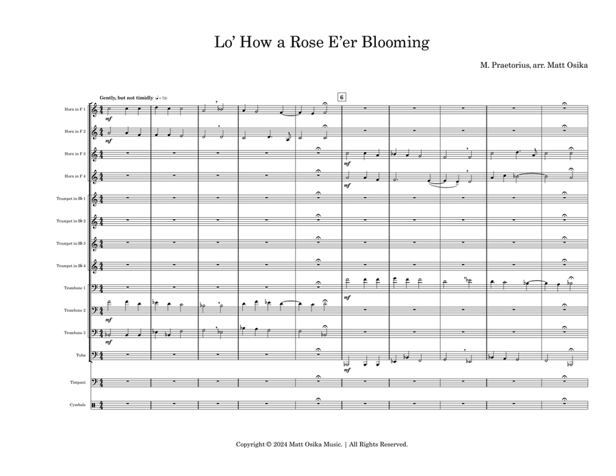 Lo, How a Rose E'er Blooming Brass Ensemble scores gallery preview page 1