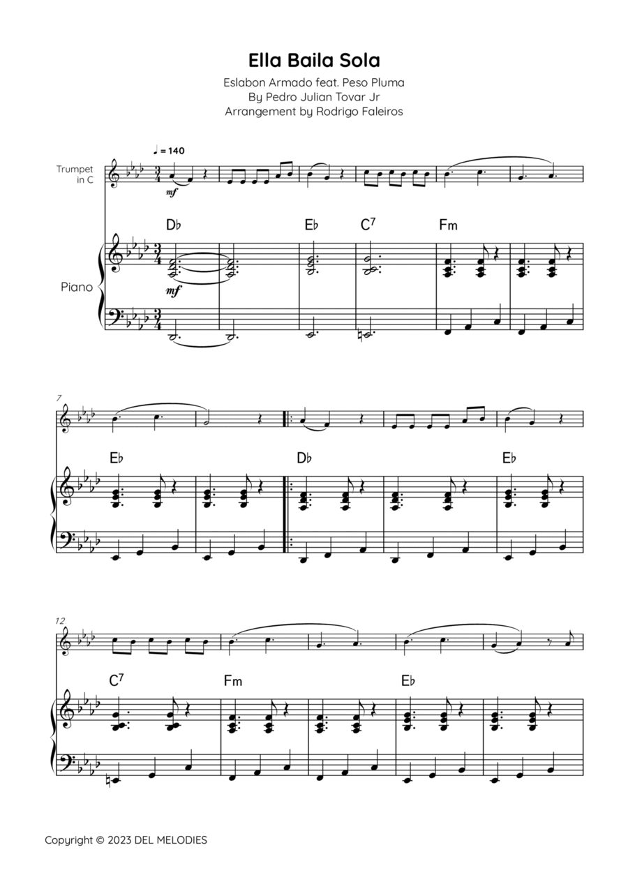 Ella Baila Sola C Trumpet scores gallery preview page 1