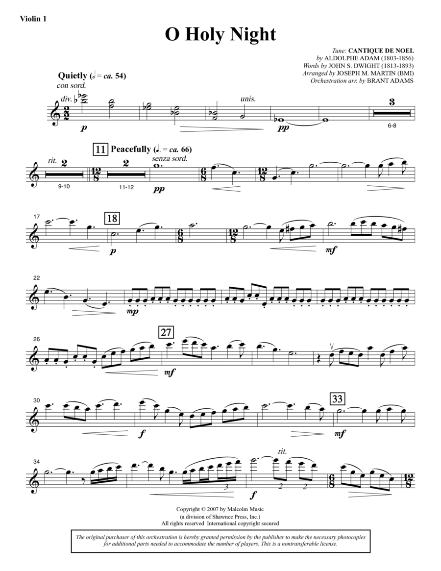 O Holy Night (from Carols For Choir And Congregation) - Violin 1 Choir scores gallery preview page 1