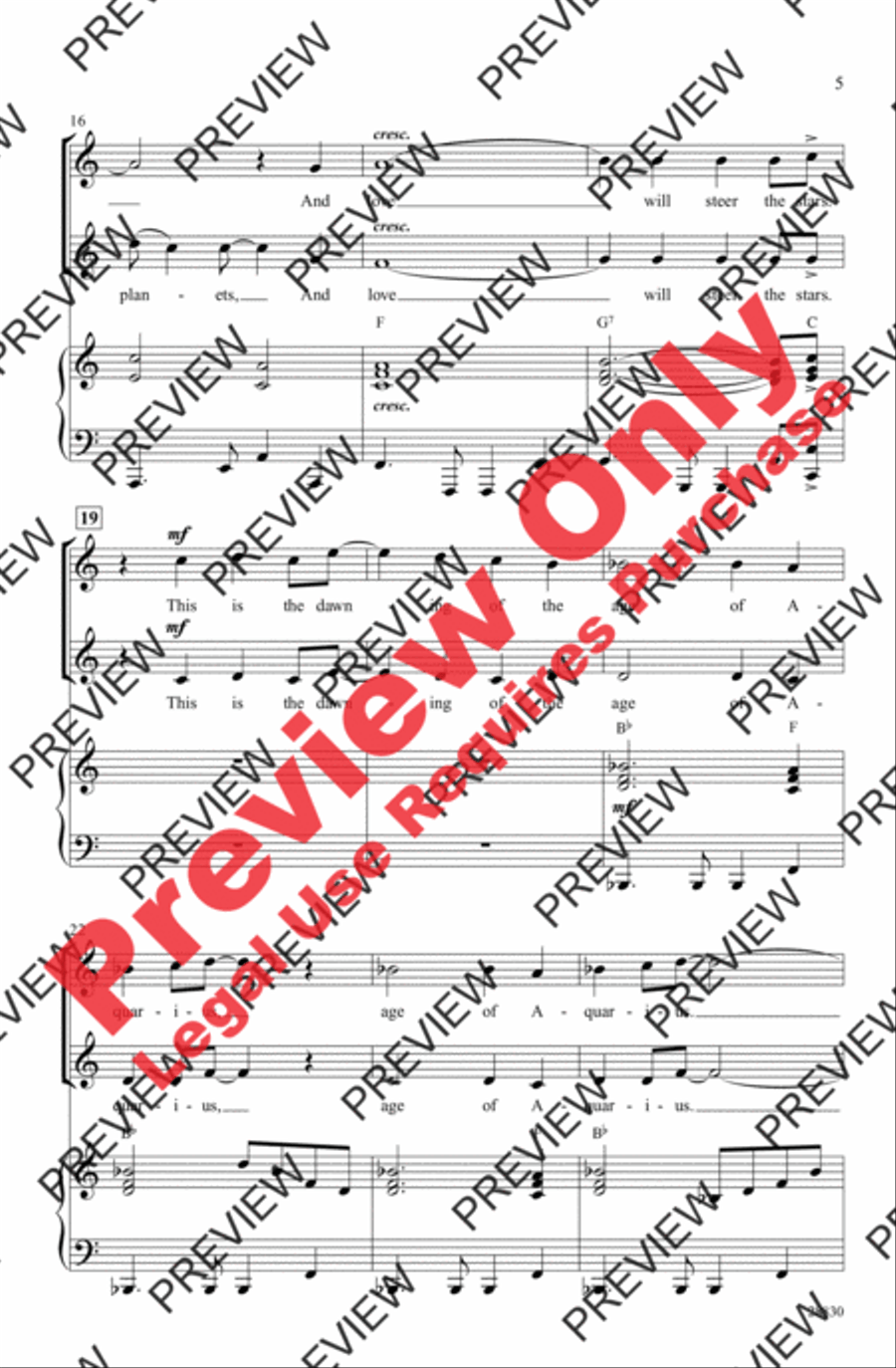 Aquarius / Let the Sunshine In 2-Part scores gallery preview page 4