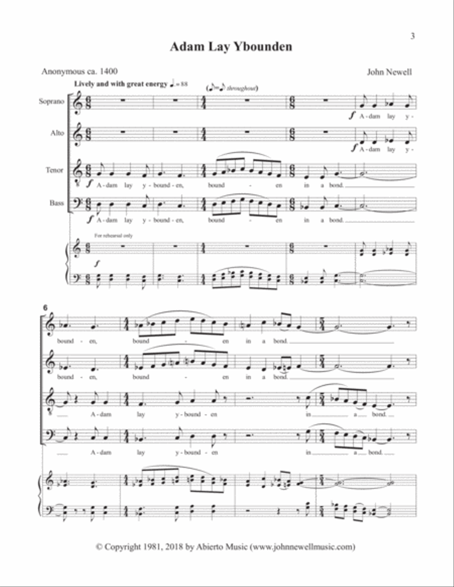 Suite of English Lyrics 4-Part scores gallery preview page 6