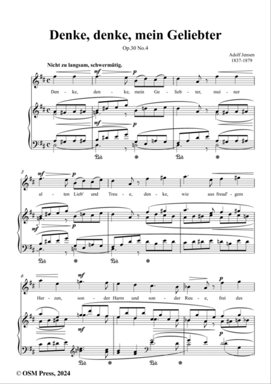 A. Jensen-Denke,denke,mein Geliebter,Op.30 No.4,in D Major Voice scores gallery preview page 2