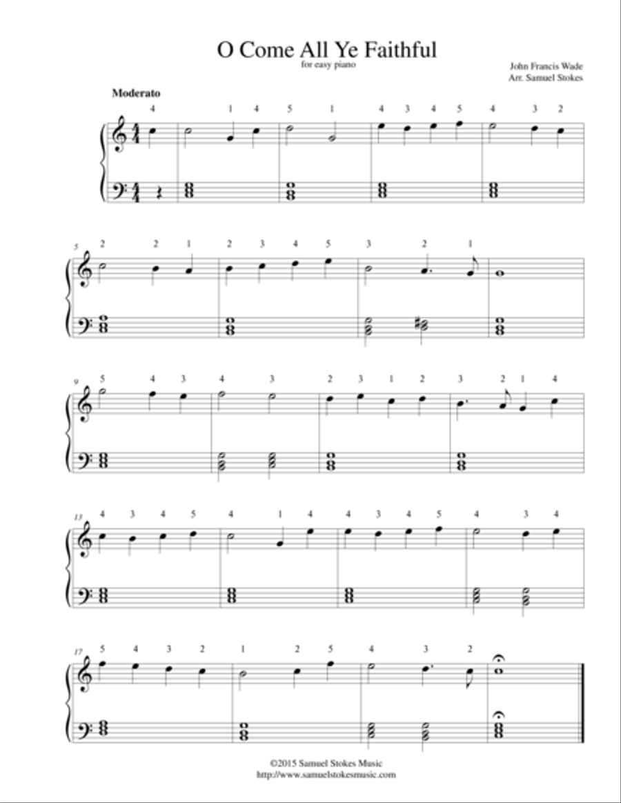 O Come All Ye Faithful (Adeste Fidelis) - for easy piano Easy Piano scores gallery preview page 1