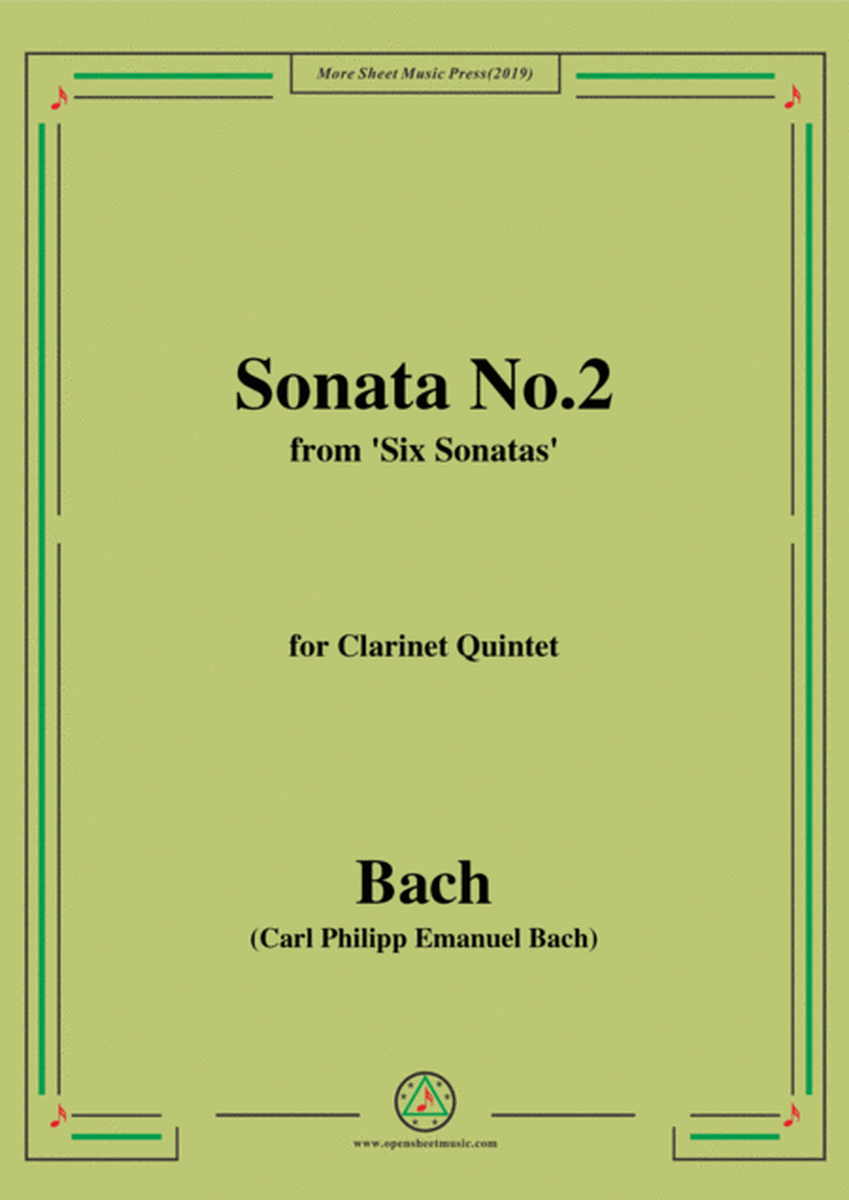 Bach,C.P.E.-Sonata No.2,from 'Six Sonatas',for Clarinet Quintet image number null