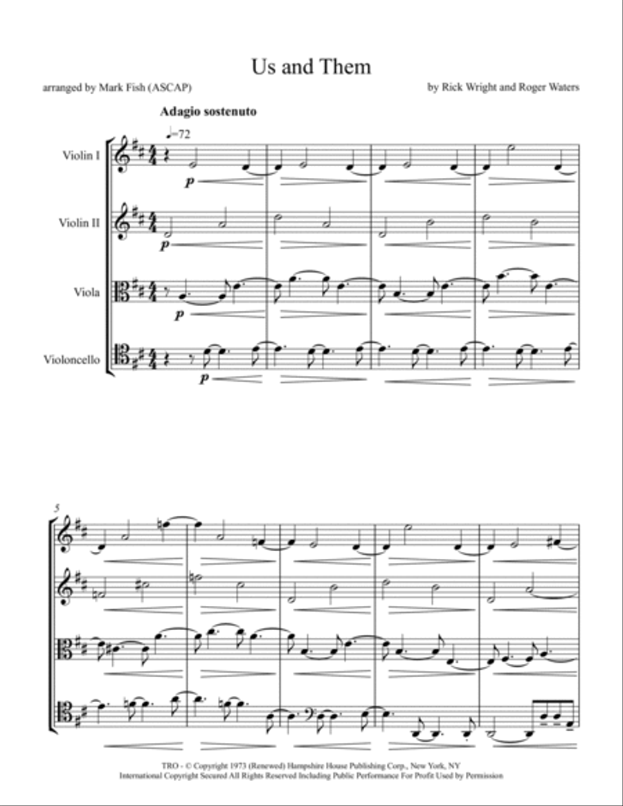 Us And Them String Quartet scores gallery preview page 2