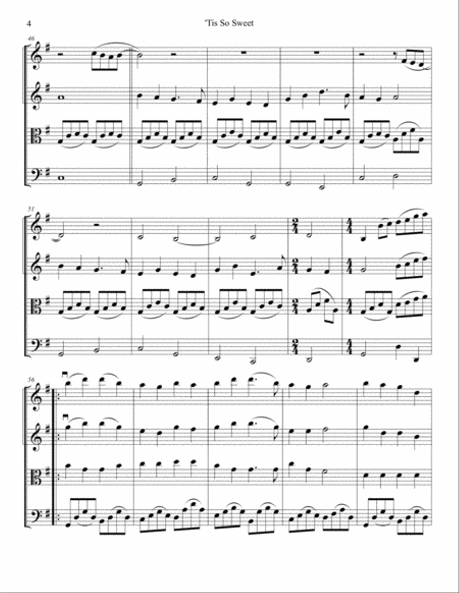 'Tis So Sweet to Trust in Jesus String Quartet scores gallery preview page 5