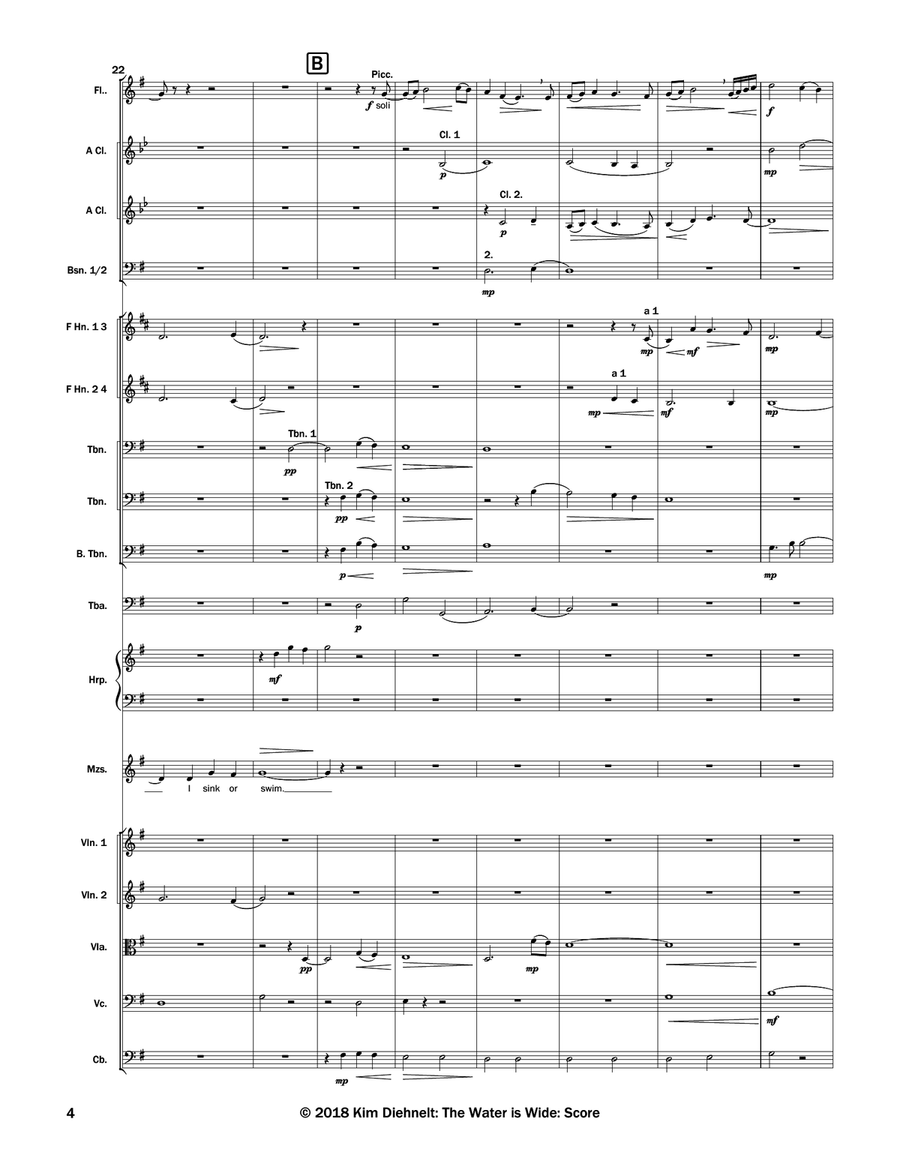 The Water is Wide for mezzo-soprano and Orchestra (Arr. Diehnelt) Full Orchestra scores gallery preview page 6