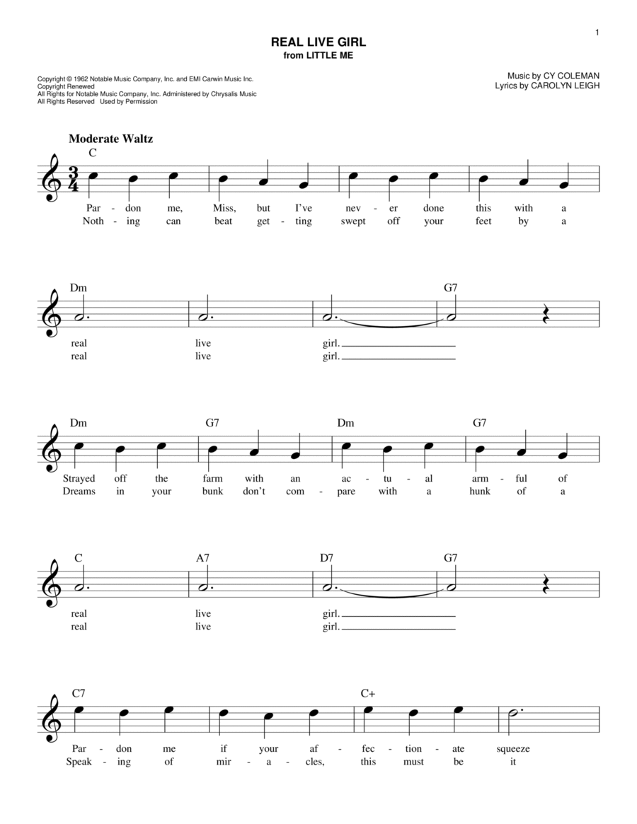 Real Live Girl Piano scores gallery preview page 1