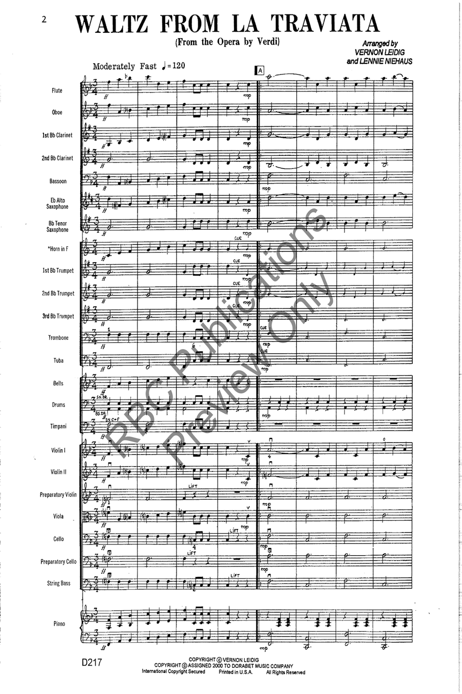 Waltz From La Traviata Waltz From La Traviata Full Orchestra scores gallery preview page 5