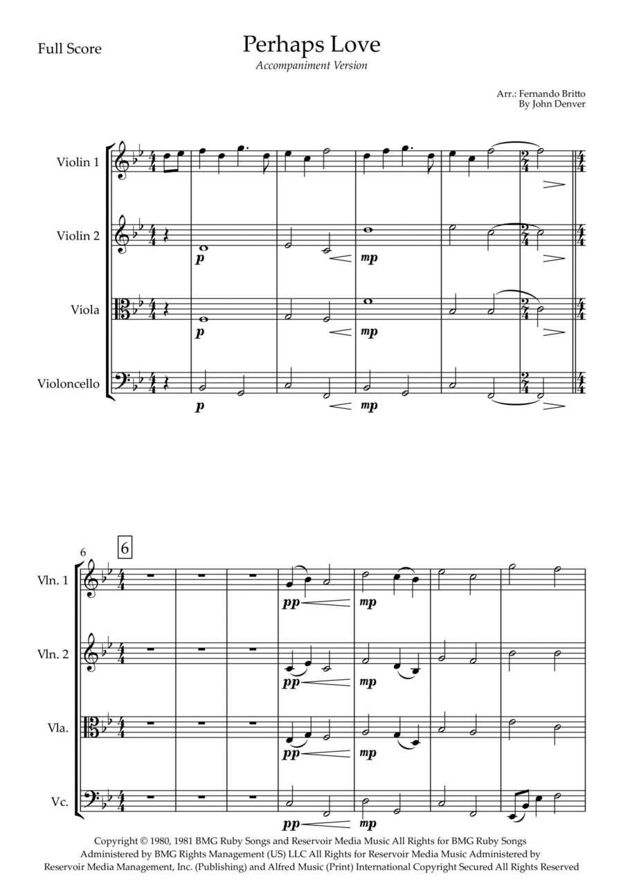 Perhaps Love String Quartet scores gallery preview page 1