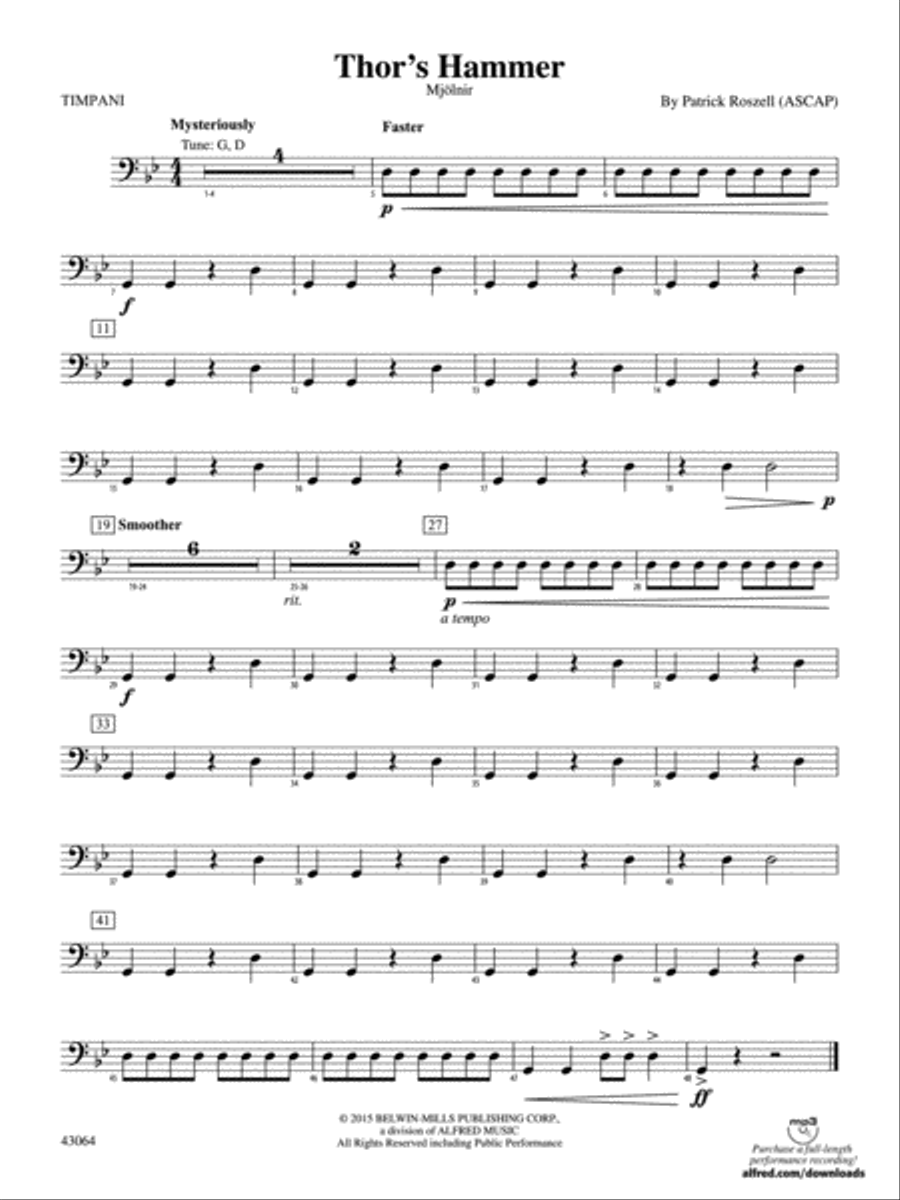 Thor's Hammer: Timpani Concert Band scores gallery preview page 1