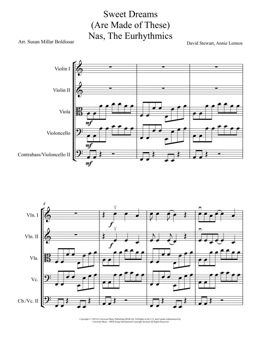 Sweet Dreams (are Made Of This) Cello scores gallery preview page 1