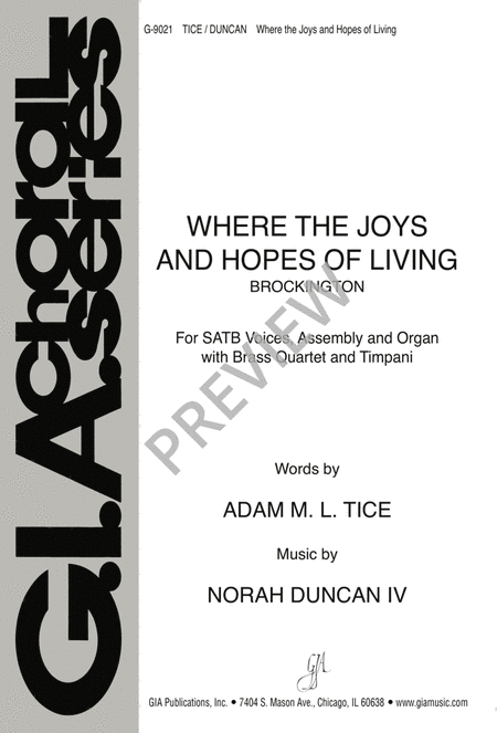 Where the Joys and Hopes of Living - Full Score and Parts