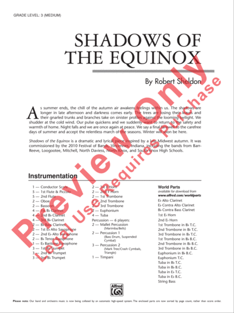 Shadows of the Equinox Shadows of the Equinox Concert Band scores gallery preview page 2