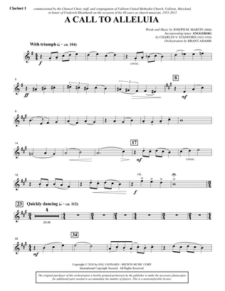 Book cover for A Call to Alleluia (Full Orchestra) - Bb Clarinet 1