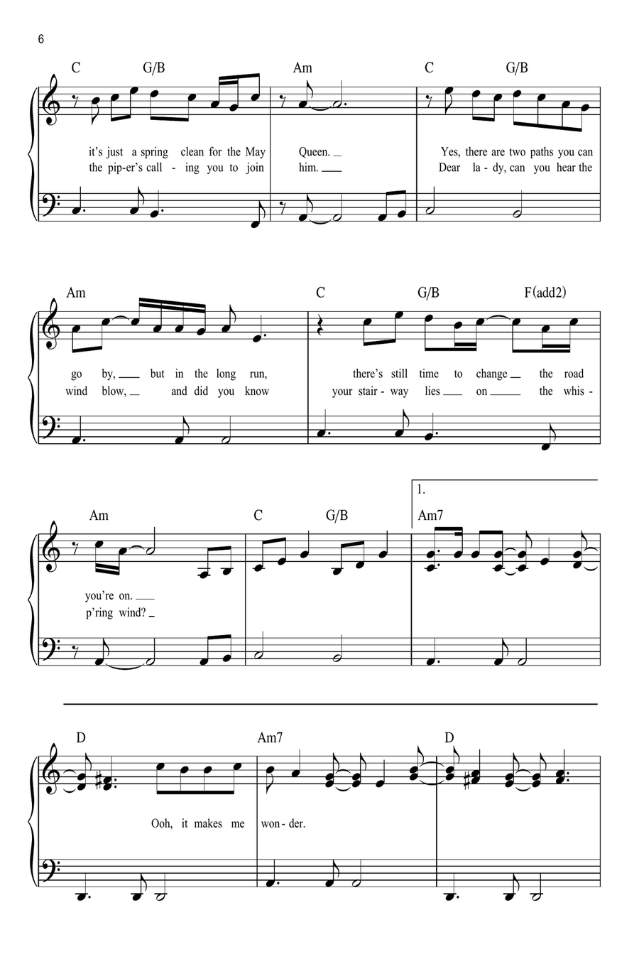 Stairway To Heaven Easy Piano scores gallery preview page 6