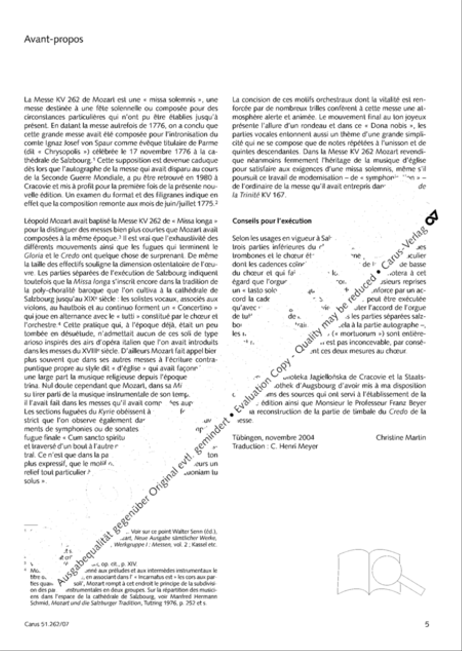 Missa longa in C major (Missa longa in C) 4-Part scores gallery preview page 6