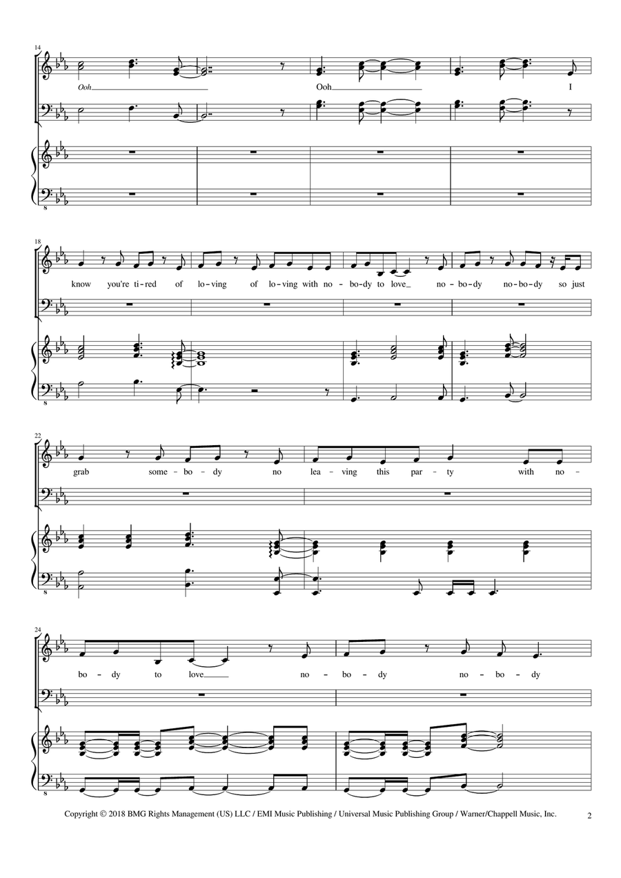 Nobody To Love (bound 2) 3-Part scores gallery preview page 2