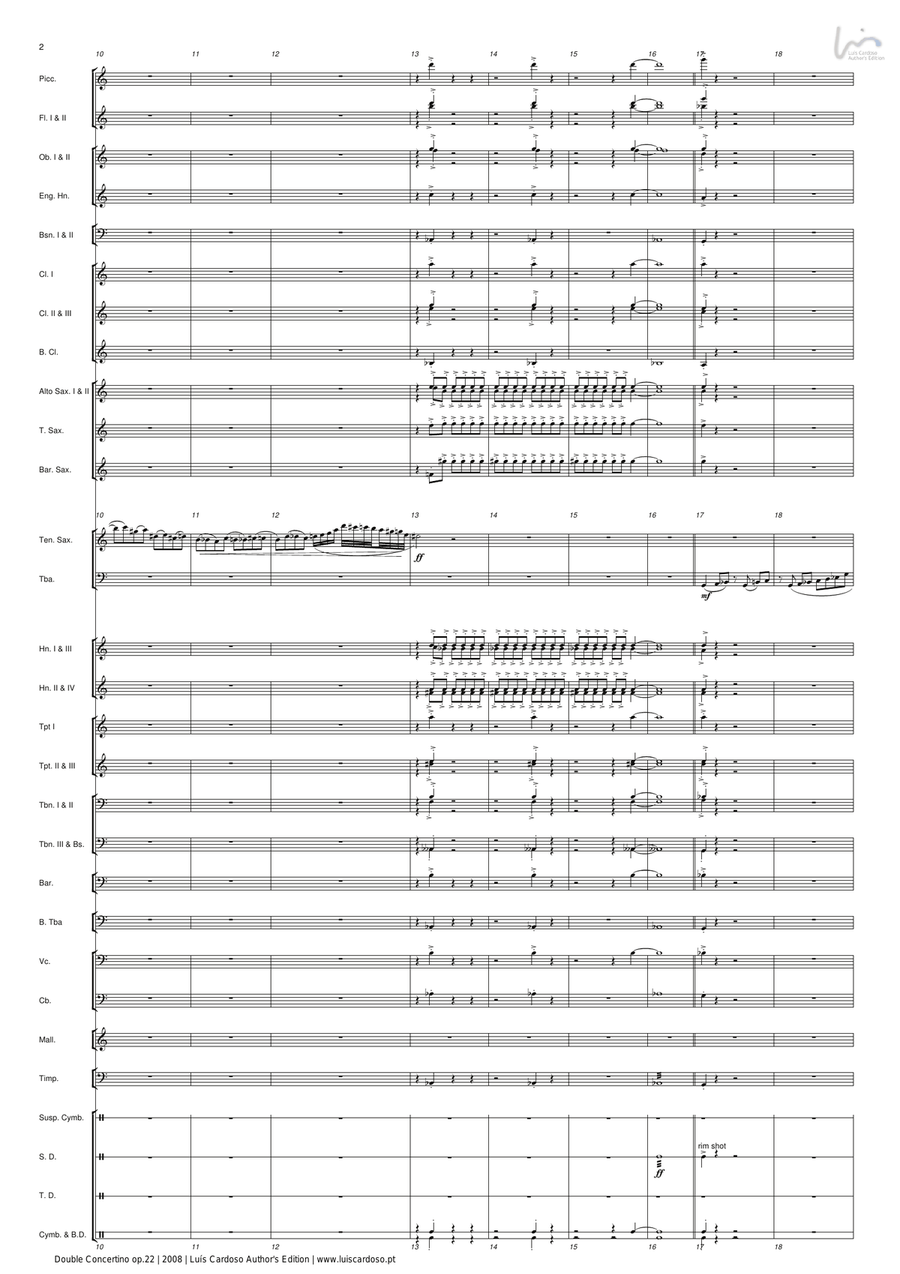 Double Concertino (for Tenor Saxophone, Tuba and Concert Band) Concert Band scores gallery preview page 6