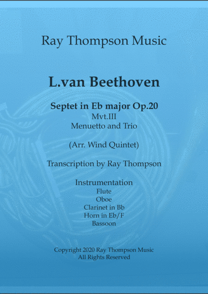 Beethoven: Septet in Eb major Op.20 Mvt.III Menuetto and Trio - wind quintet image number null