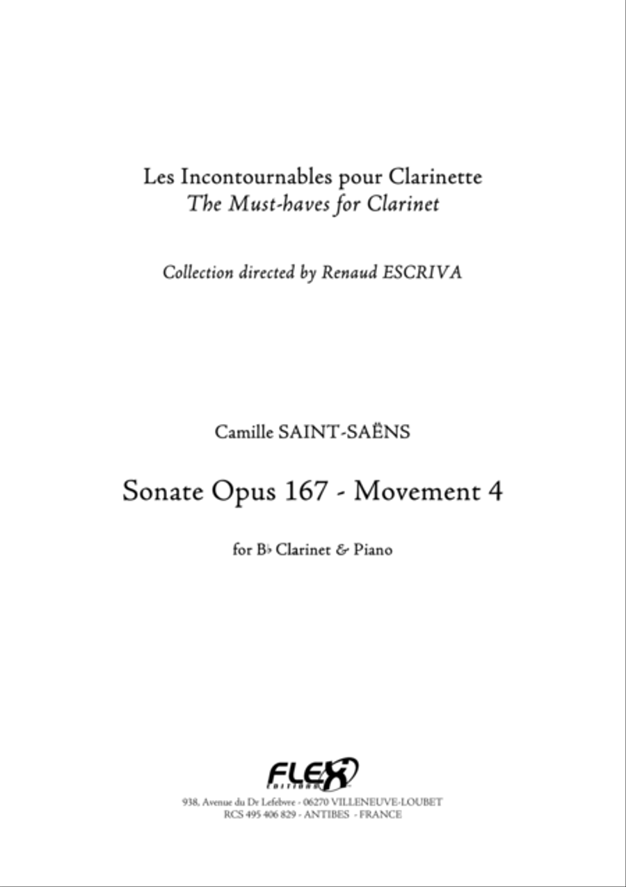 Sonata Opus 167 - Mvt 4 Sonata Opus 167 - Mvt 4 B-Flat Clarinet scores gallery preview page 1