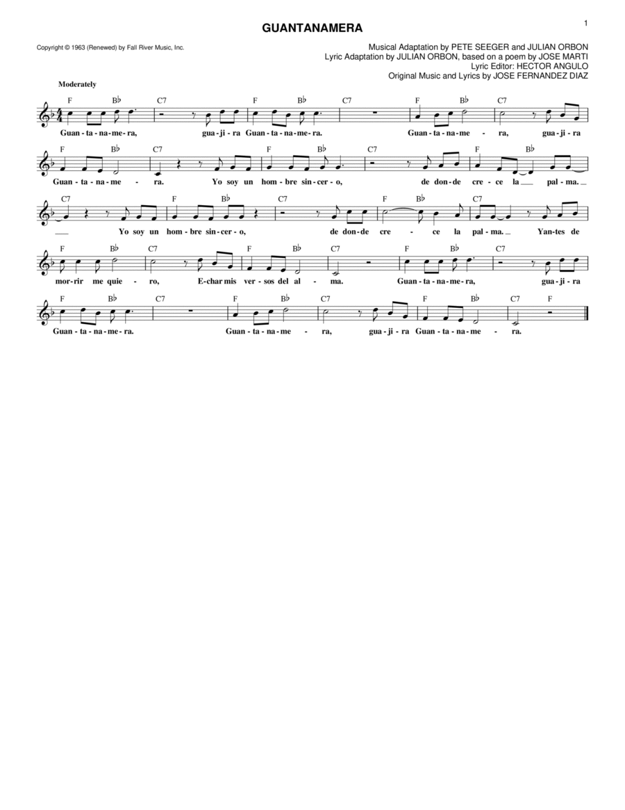 Guantanamera Guitar scores gallery preview page 1
