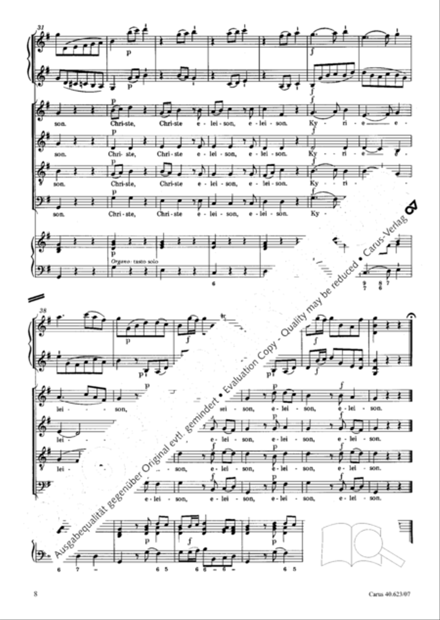 Missa brevis in G major 4-Part scores gallery preview page 9