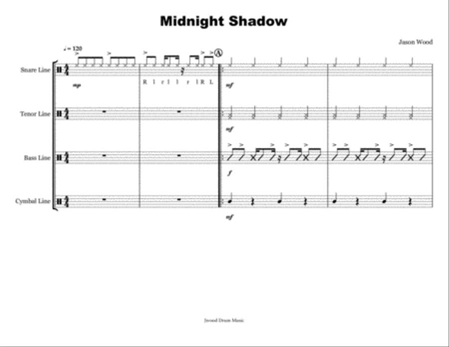 Midnight Shadow (Drumline Cadence) Marching Band scores gallery preview page 1