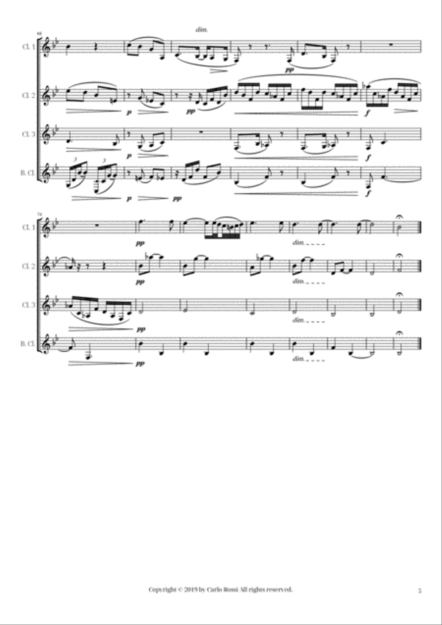 Andante Un Poco Adagio for Clarinet Quartet Clarinet Quartet scores gallery preview page 5
