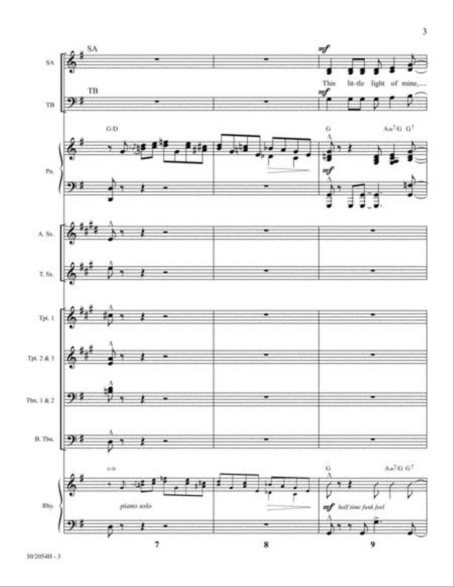 This Little Light of Mine - Instrumental Score and Parts Tenor Saxophone scores gallery preview page 4