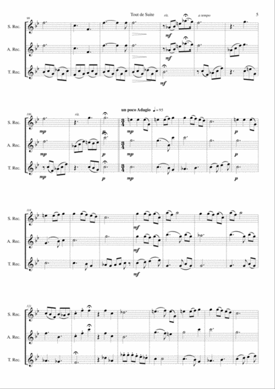 Tout de Suite (or Toot Sweet) for recorder trio Soprano Recorder scores gallery preview page 5