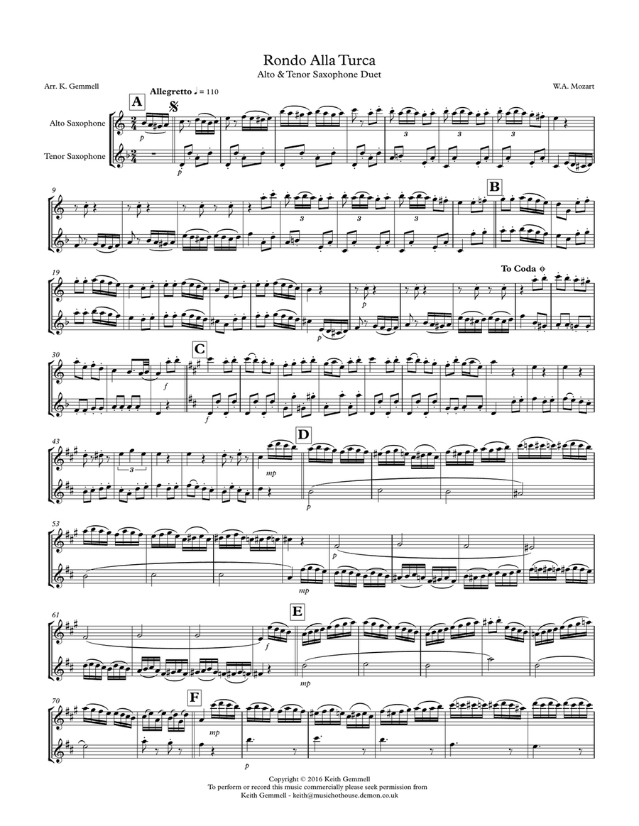 Alto and tenor shop sax duets