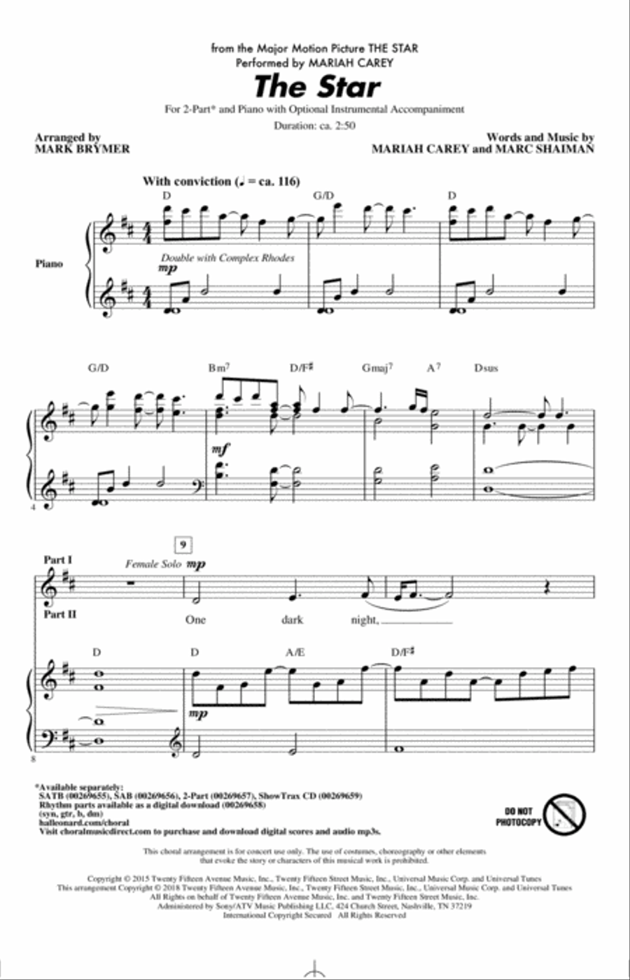 The Star (arr. Mark Brymer) 2-Part scores gallery preview page 1