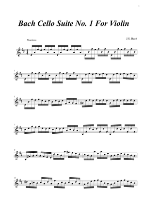 Book cover for Bach Cello Suite no. 1 (For Violin)