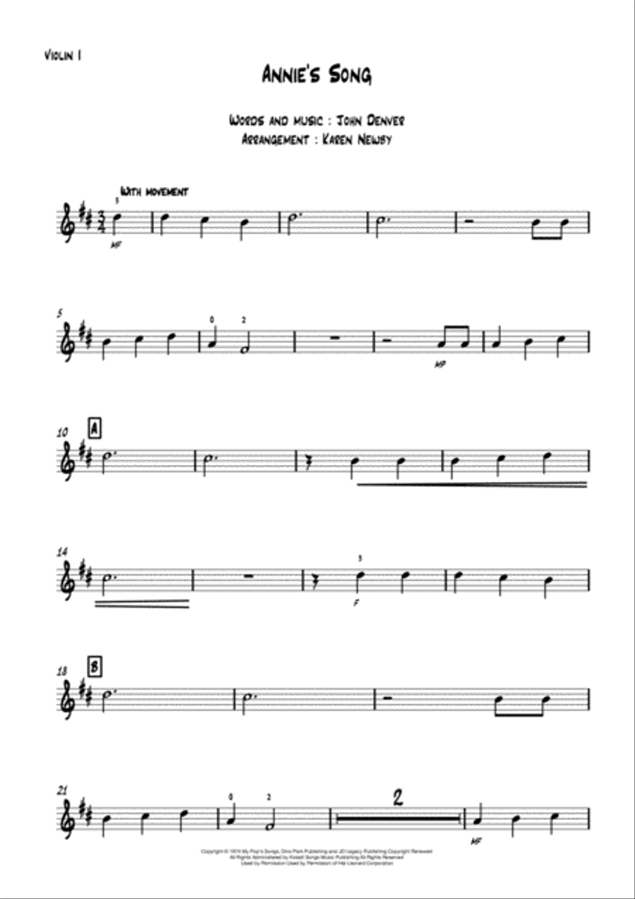 Annie's Song String Orchestra scores gallery preview page 5