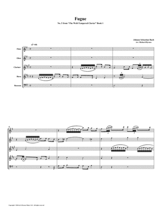 Fugue 05 from Well-Tempered Clavier, Book 1 (Woodwind Quintet)