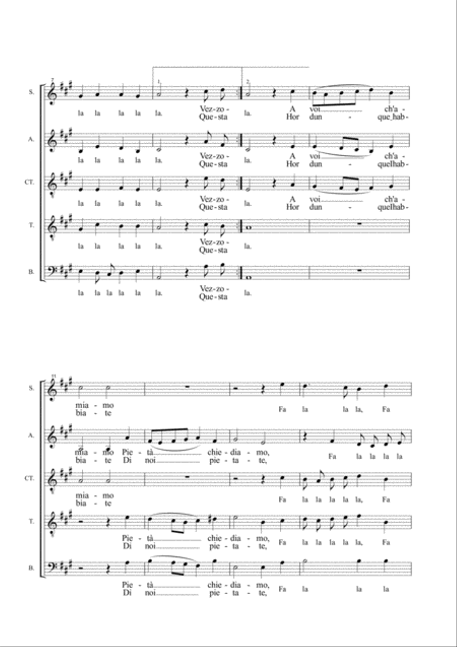 SPEME AMOROSA - (vezzosette ninfe) - For S.A.cT.T.B. Choir 4-Part scores gallery preview page 2