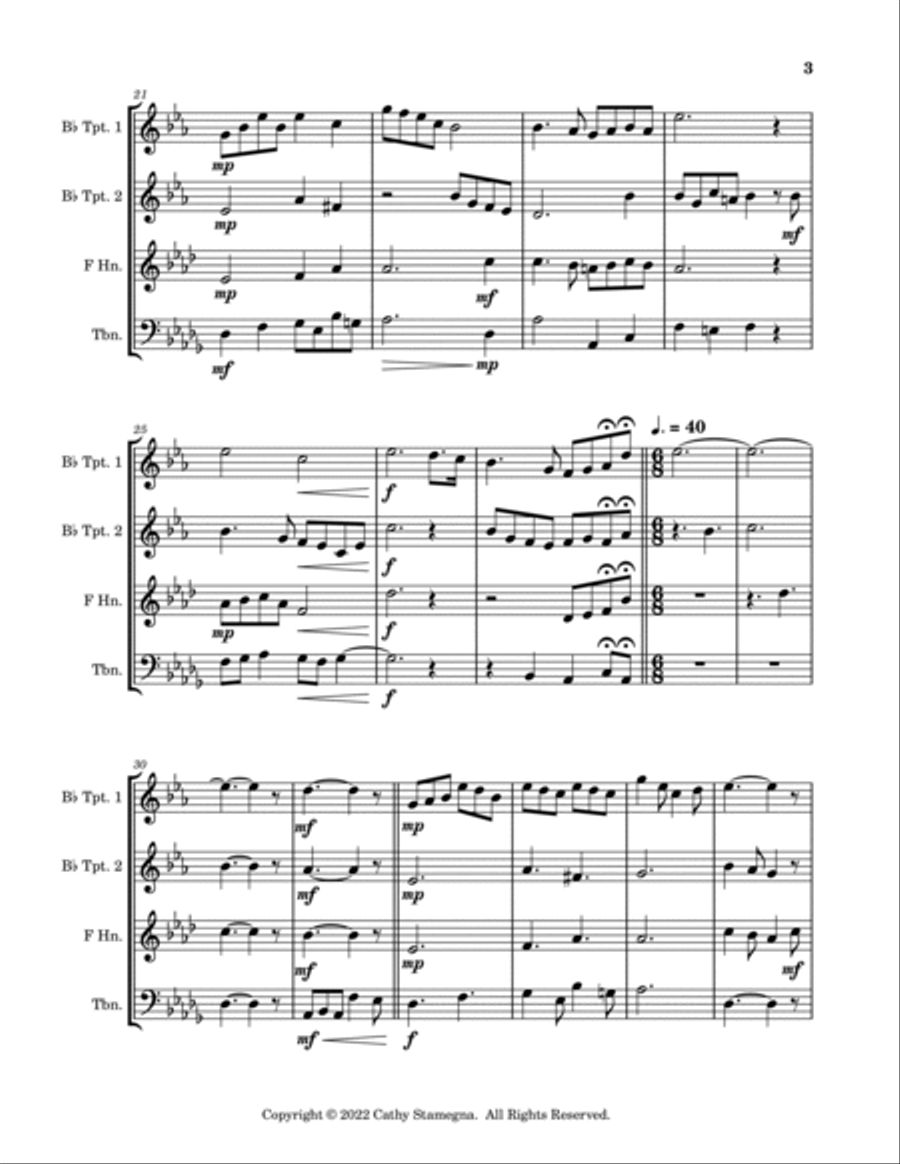 I’ll Take You Home Again, Kathleen (Brass Quartet: Two Bb Trumpets, Horn in F, Trombone) Brass Quartet scores gallery preview page 4