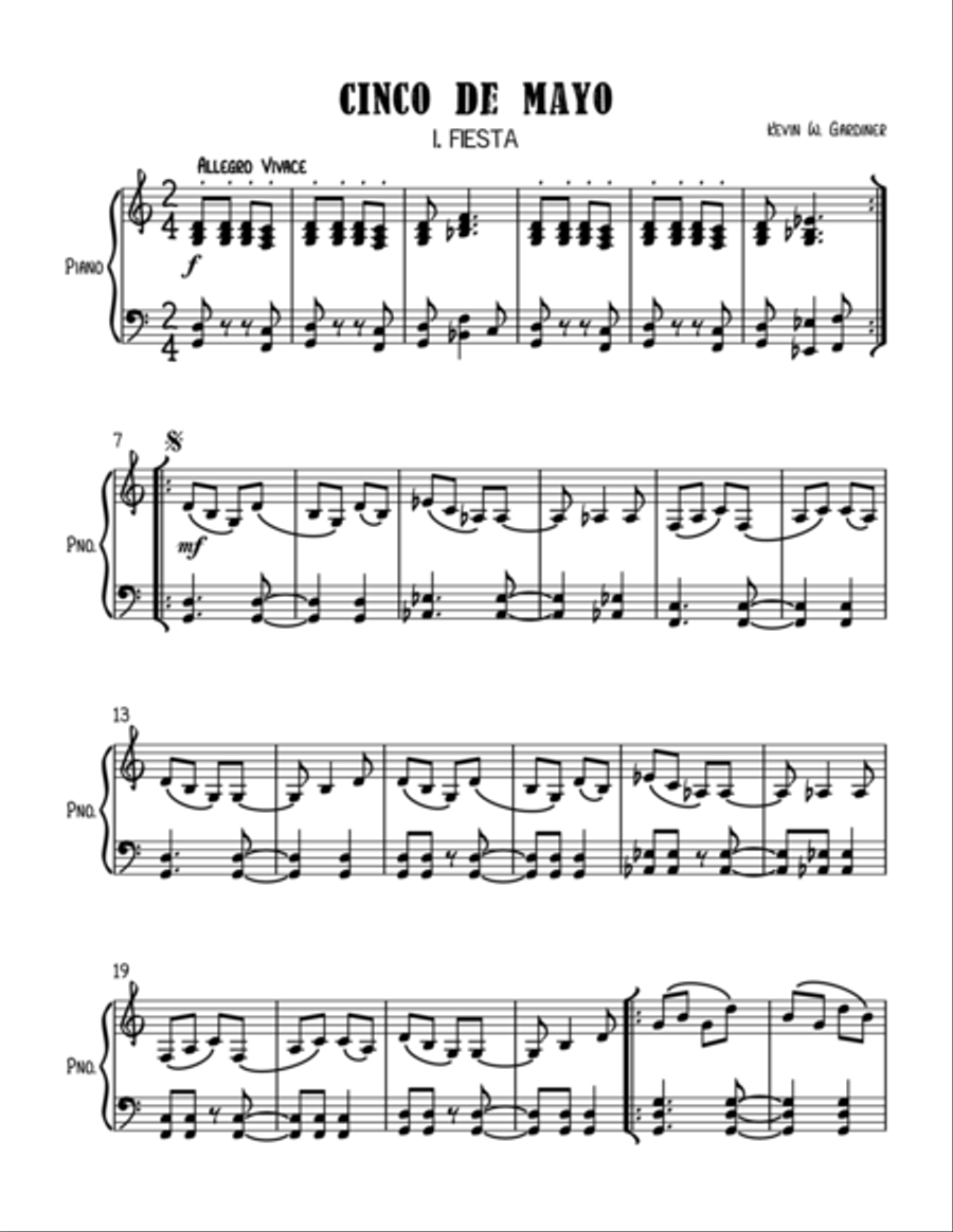 Cinco de Mayo Cinco de Mayo Piano Solo scores gallery preview page 1